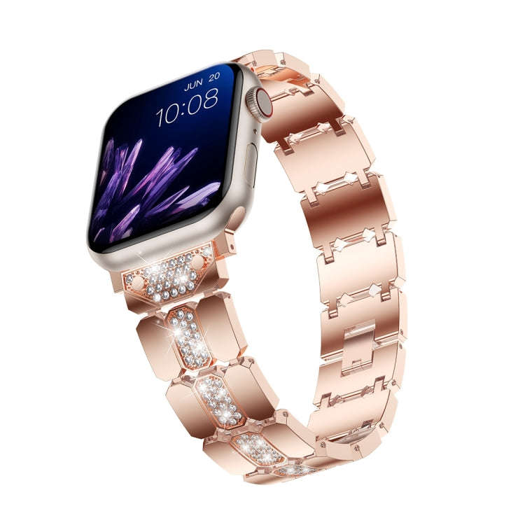 Diamond Metal Watch Band For Apple Watch SE 2023 40mm(Rose Gold)