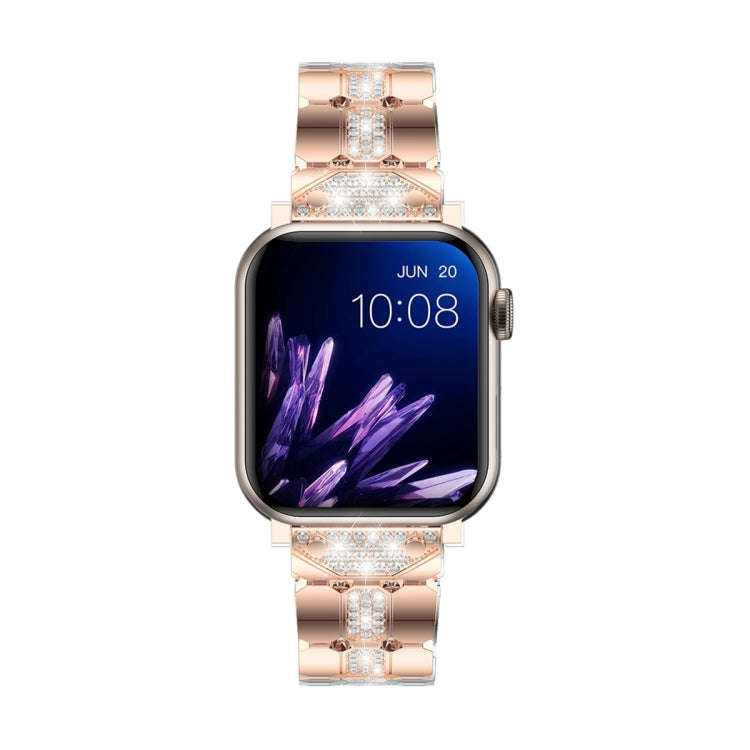 Diamond Metal Watch Band For Apple Watch SE 2023 40mm(Rose Gold)