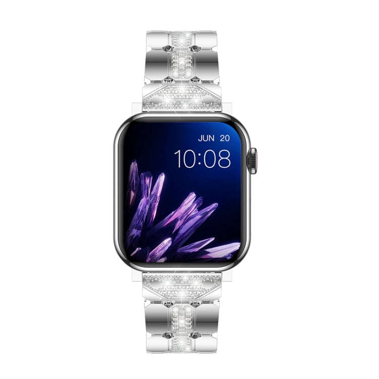 Diamond Metal Watch Band For Apple Watch Ultra 2 49mm(Silver)