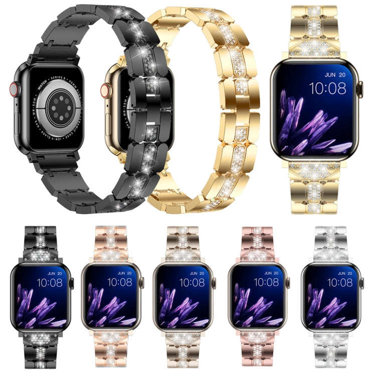 Diamond Metal Watch Band For Apple Watch SE 2023 40mm(Rose Gold)