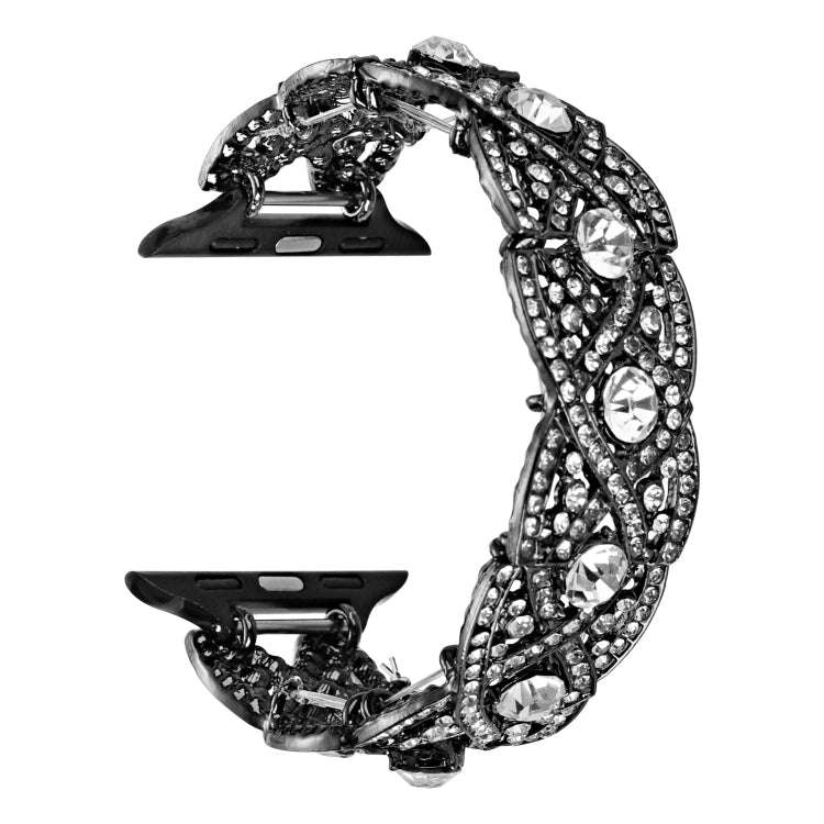 Diamonds Twist Metal Watch Band For Apple Watch SE 2023 44mm(Black)