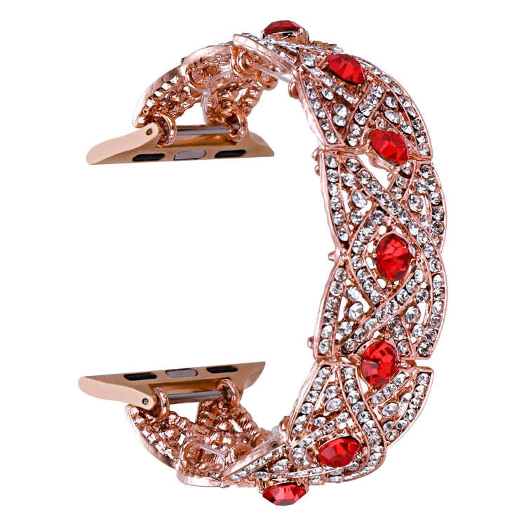 Diamonds Twist Metal Watch Band For Apple Watch 9 41mm(Rose Gold Red)