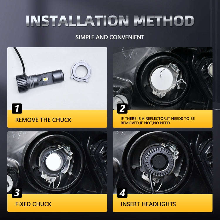 N2 1 Pair H4 Car mini Bifocal LED Lens Headlight(Black)