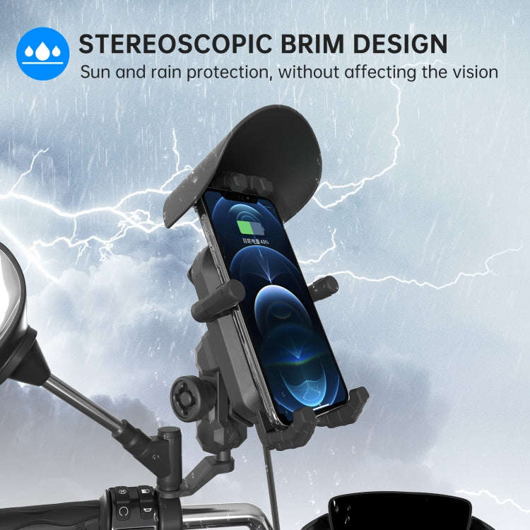WUPP CS-1848B1 15W Motorcycle Wireless Fast Charging Phone Navigation Holder, Style:Rearview Mirr...