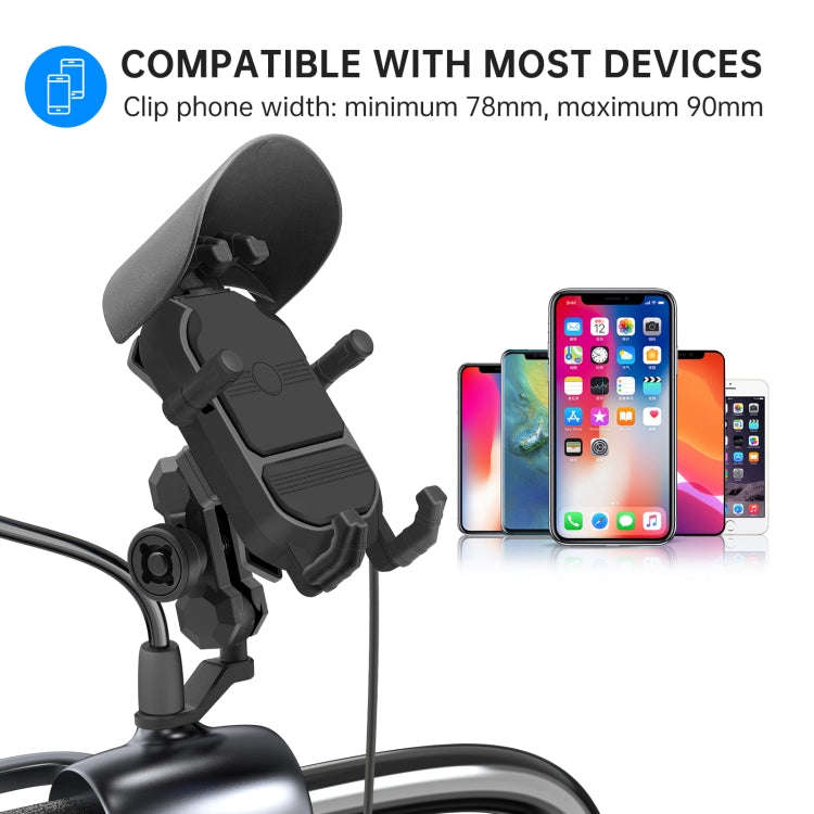 WUPP CS-1848B1 15W Motorcycle Wireless Fast Charging Phone Navigation Holder, Style:Rearview Mirr...