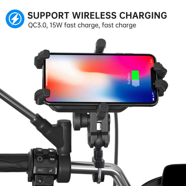 WUPP CS-1848B2 15W Motorcycle Wireless Fast Charging Phone Navigation Holder, Style:Handlebars