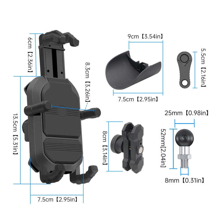 WUPP ZH-1848A1 Motorcycle Shock Absorption Riding Phone Navigation Holder, Style:M8 Ball Joint