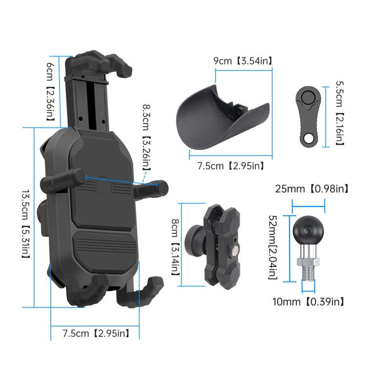 WUPP ZH-1848A2 Motorcycle Shock Absorption Riding Phone Navigation Holder, Style:M10 Ball Joint