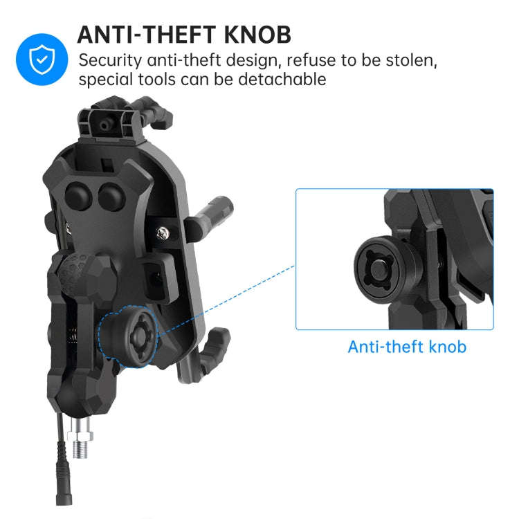 WUPP ZH-1848B1 15W Motorcycle Wireless Fast Charging Phone Navigation Holder, Style:M8 Ball Joint