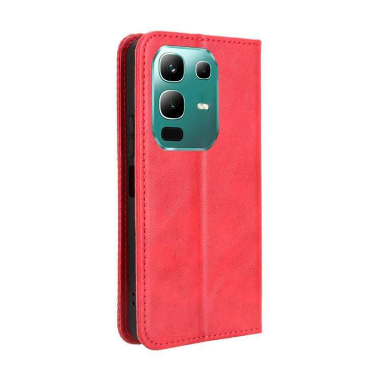 For Infinix Note 50x 5G Magnetic Buckle Retro Texture Leather Phone Case(Red)