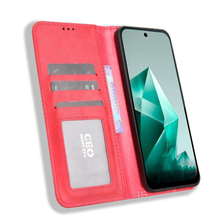 For Infinix Note 50x 5G Magnetic Buckle Retro Texture Leather Phone Case(Red)
