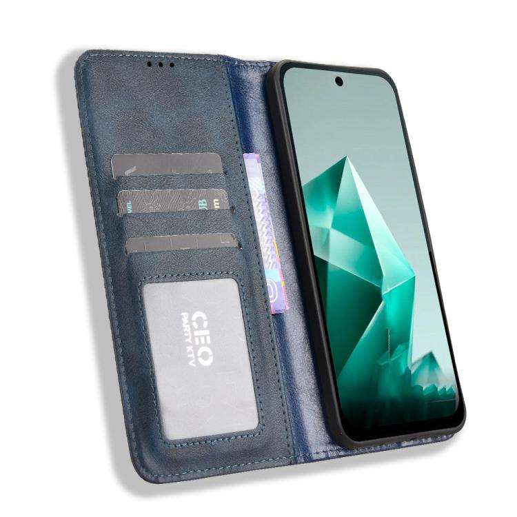 For Infinix Note 50x 5G Magnetic Buckle Retro Texture Leather Phone Case(Blue)