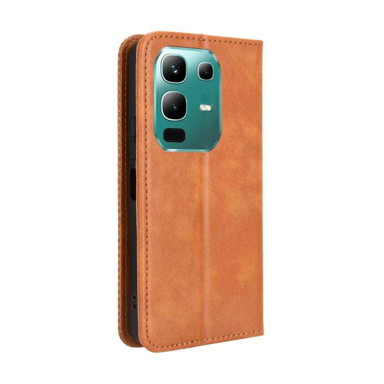 For Infinix Note 50x 5G Magnetic Buckle Retro Texture Leather Phone Case(Brown)