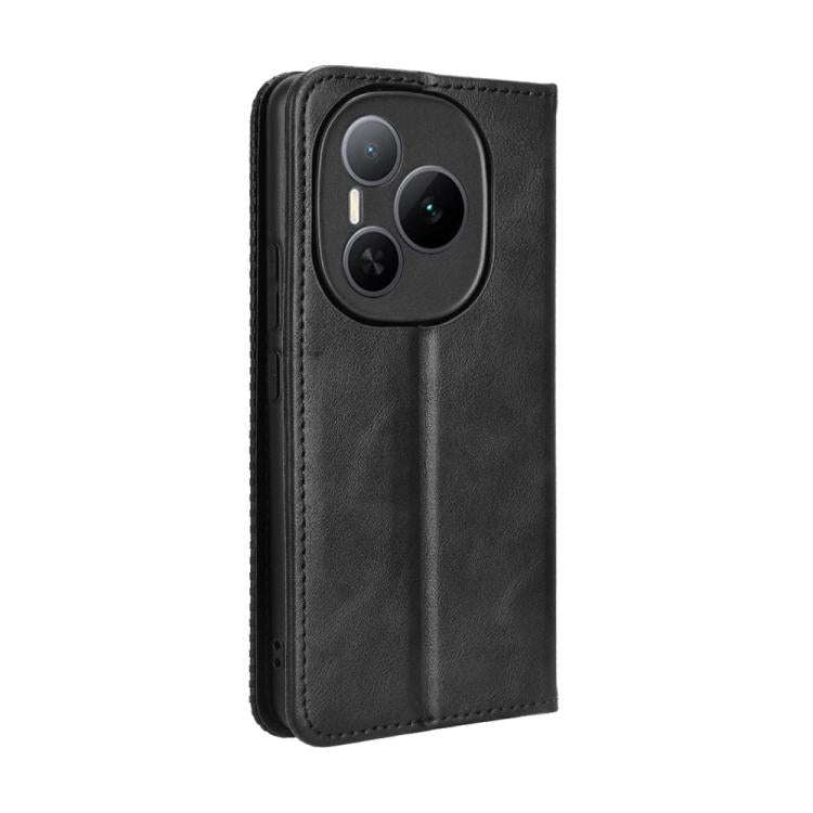 For Honor Power 5G Magnetic Buckle Retro Texture Leather Phone Case(Black)