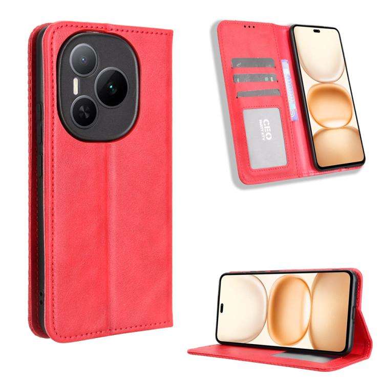For Honor Power 5G Magnetic Buckle Retro Texture Leather Phone Case(Red)