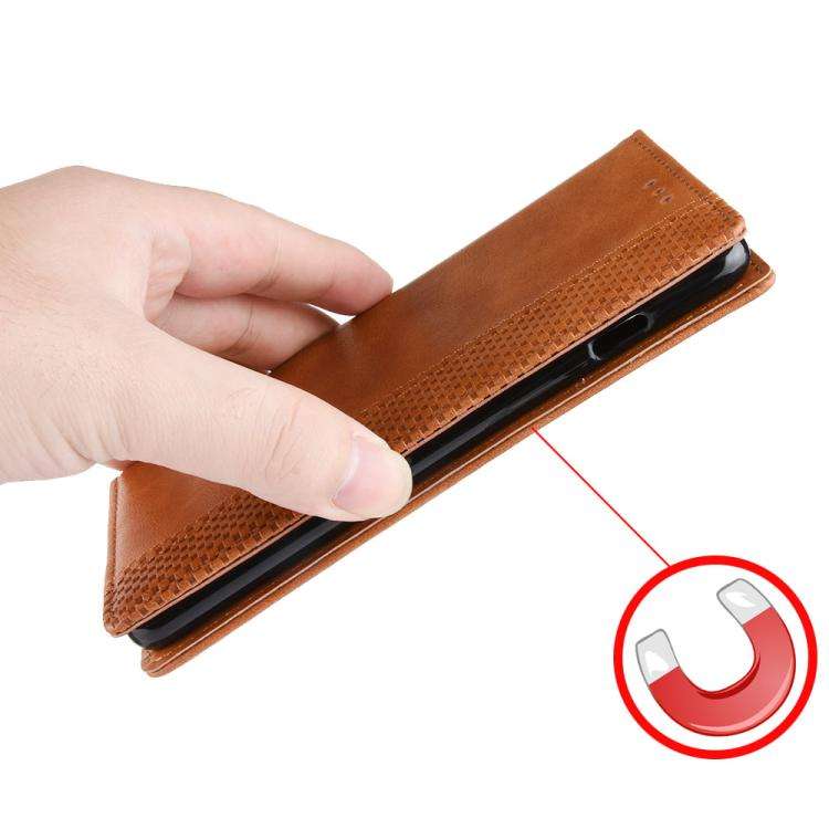 For Honor Power 5G Magnetic Buckle Retro Texture Leather Phone Case(Brown)