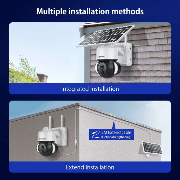 SHIWOJIA IP66 Waterproof 4G 3MP Solar Dome IP Camera, Two-way Audio & PIR Motion Detection & Nigh...