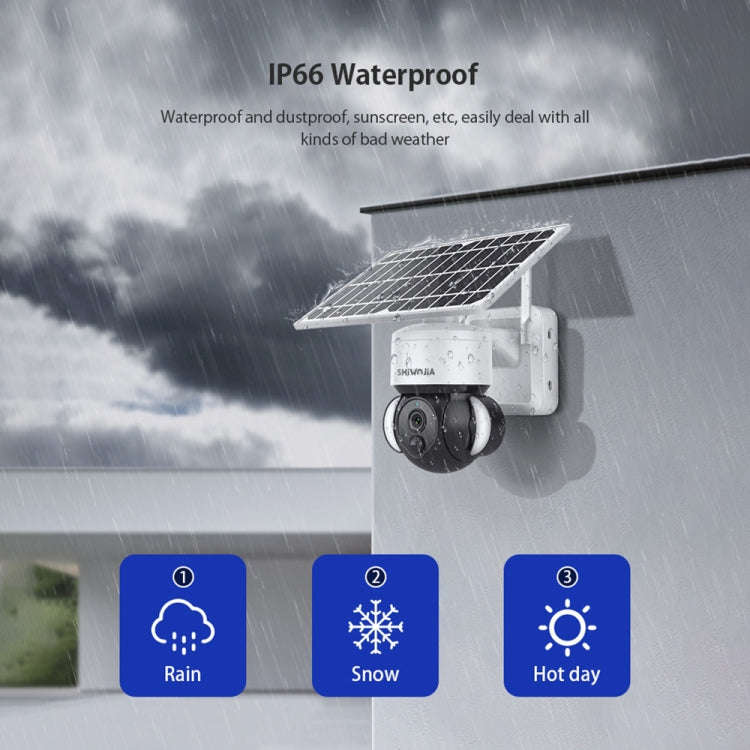 SHIWOJIA IP66 Waterproof 4G 3MP Solar Dome IP Camera, Two-way Audio & PIR Motion Detection & Nigh...
