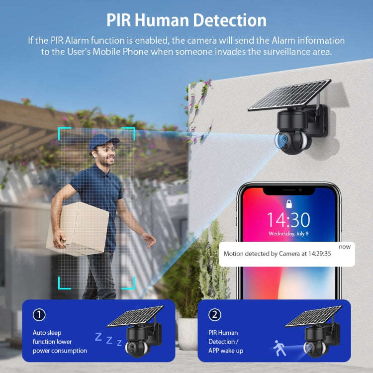 SHIWOJIA IP66 Waterproof 4G 3MP Solar Dome IP Camera, Two-way Audio & PIR Motion Detection & Nigh...