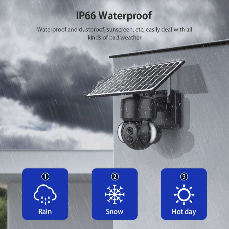 SHIWOJIA IP66 Waterproof 4G 3MP Solar Dome IP Camera, Two-way Audio & PIR Motion Detection & Nigh...