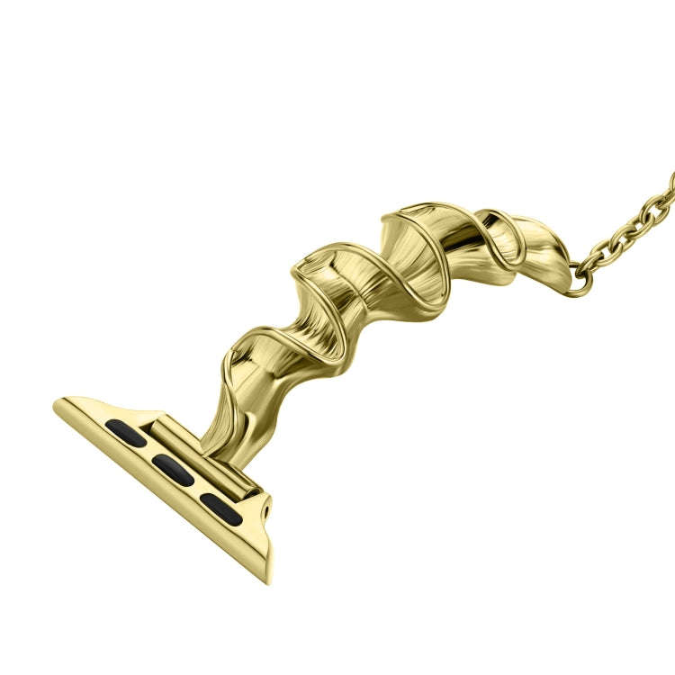 Ribbon Wave Metal Watch Band For Apple Watch 9 45mm(Gold)