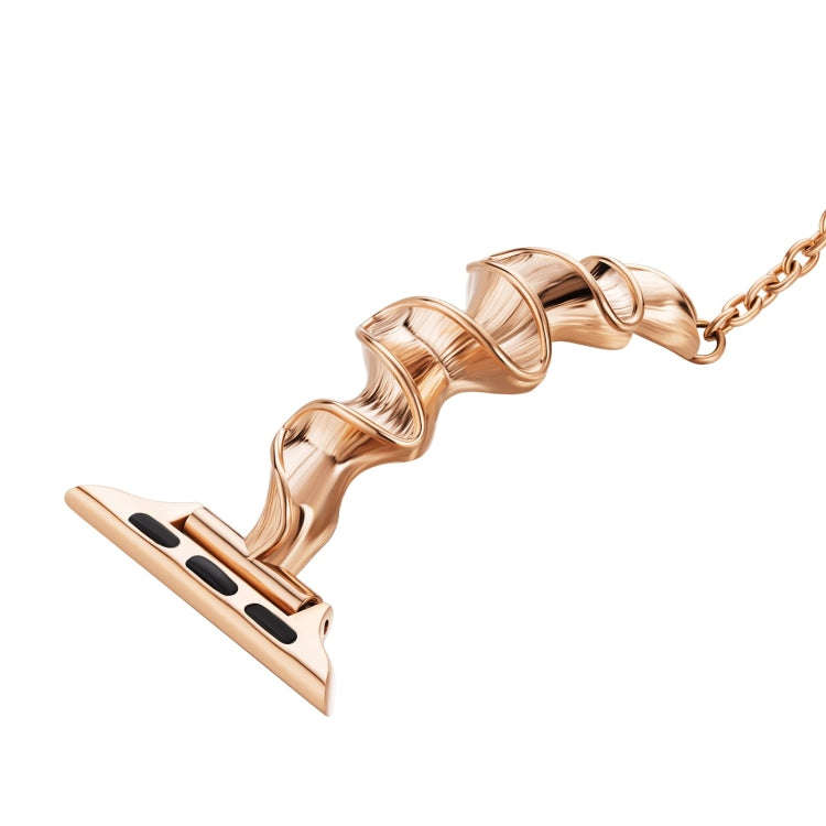 Ribbon Wave Metal Watch Band For Apple Watch 9 45mm(Rose Gold)