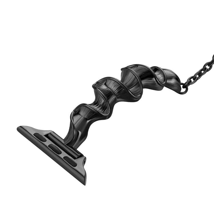 Ribbon Wave Metal Watch Band For Apple Watch 9 41mm(Black)