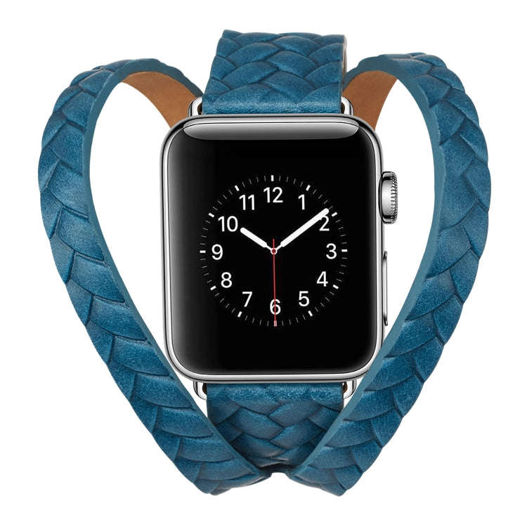 For Apple Watch Series 7 41mm / 6 & SE & 5 & 4 40mm / 3 & 2 & 1 38mm Top-grain Leather Embossed C...