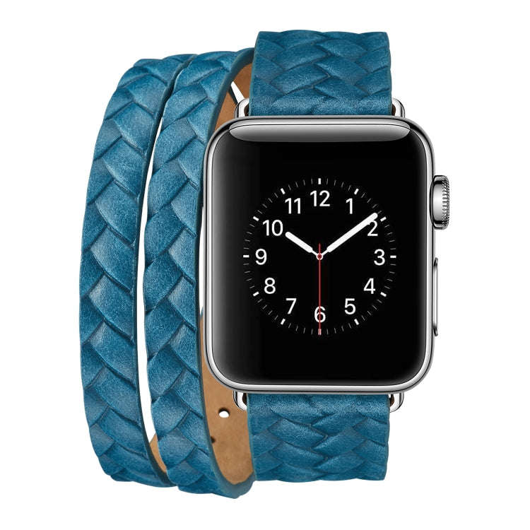 For Apple Watch Series 7 45mm / 6 & SE & 5 & 4 44mm / 3 & 2 & 1 42mm Top-grain Leather Embossed C...