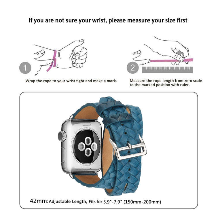 For Apple Watch Series 7 45mm / 6 & SE & 5 & 4 44mm / 3 & 2 & 1 42mm Top-grain Leather Embossed C...