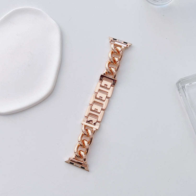Big Denim Chain Metal Watch Band For Apple Watch Ultra 2 49mm(Rose Gold)
