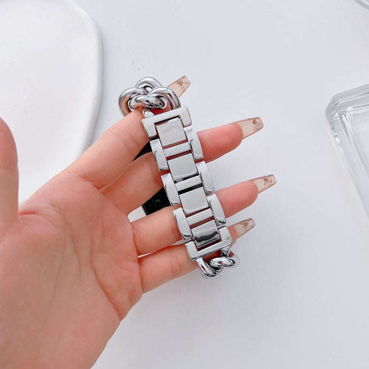 Big Denim Chain Metal Watch Band For Apple Watch Ultra 2 49mm(Silver)