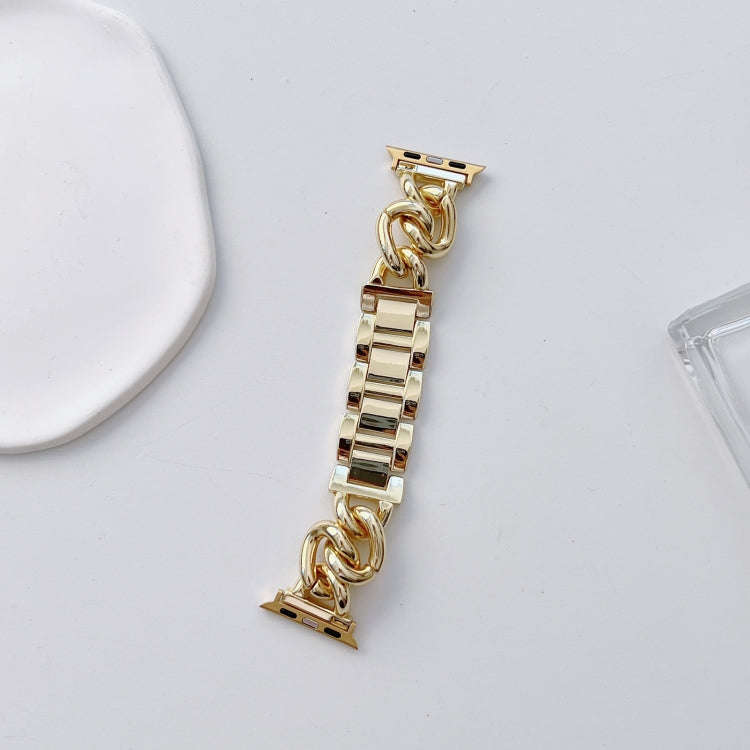 Big Denim Chain Metal Watch Band For Apple Watch 9 45mm(Gold)