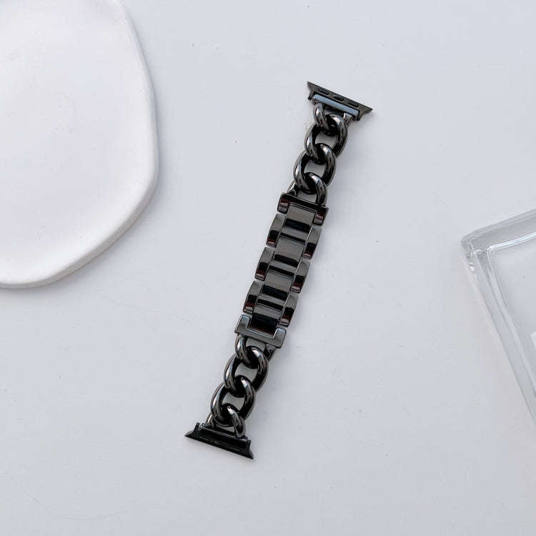 Big Denim Chain Metal Watch Band For Apple Watch 9 45mm(Black)