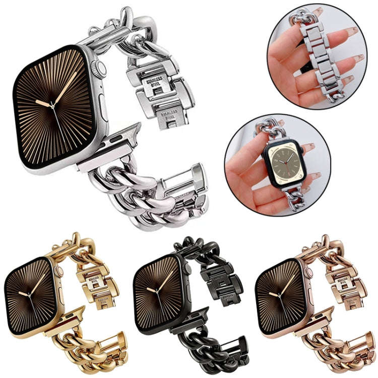 Big Denim Chain Metal Watch Band For Apple Watch Ultra 2 49mm(Silver)