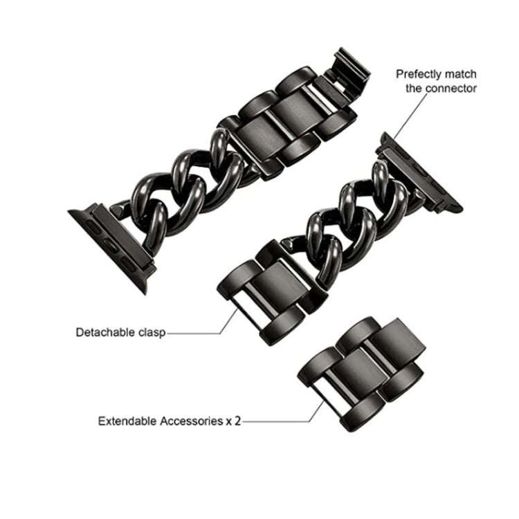 Big Denim Chain Metal Watch Band For Apple Watch Ultra 2 49mm(Black)
