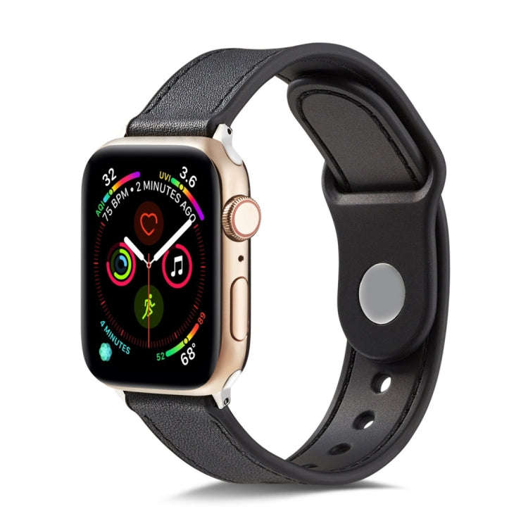 For Apple Watch Series 7 41mm / 6 & SE & 5 & 4 40mm / 3 & 2 & 1 38mm Single Buckle TPU+ Genuine L...