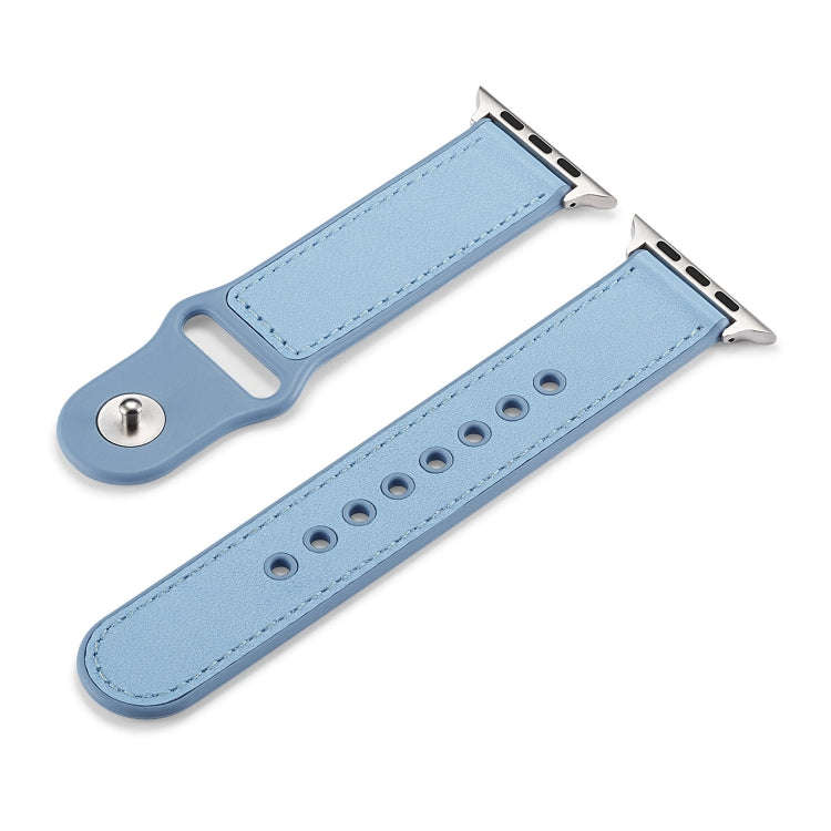 For Apple Watch Series 7 41mm / 6 & SE & 5 & 4 40mm / 3 & 2 & 1 38mm Single Buckle TPU+ Genuine L...