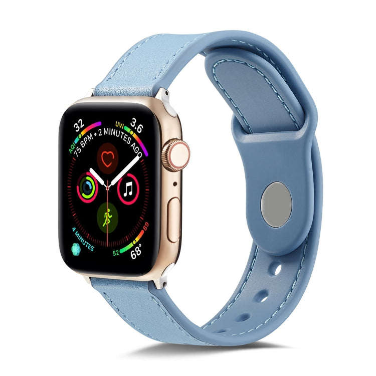 For Apple Watch Series 7 41mm / 6 & SE & 5 & 4 40mm / 3 & 2 & 1 38mm Single Buckle TPU+ Genuine L...