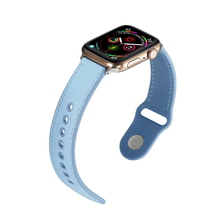For Apple Watch Series 7 41mm / 6 & SE & 5 & 4 40mm / 3 & 2 & 1 38mm Single Buckle TPU+ Genuine L...
