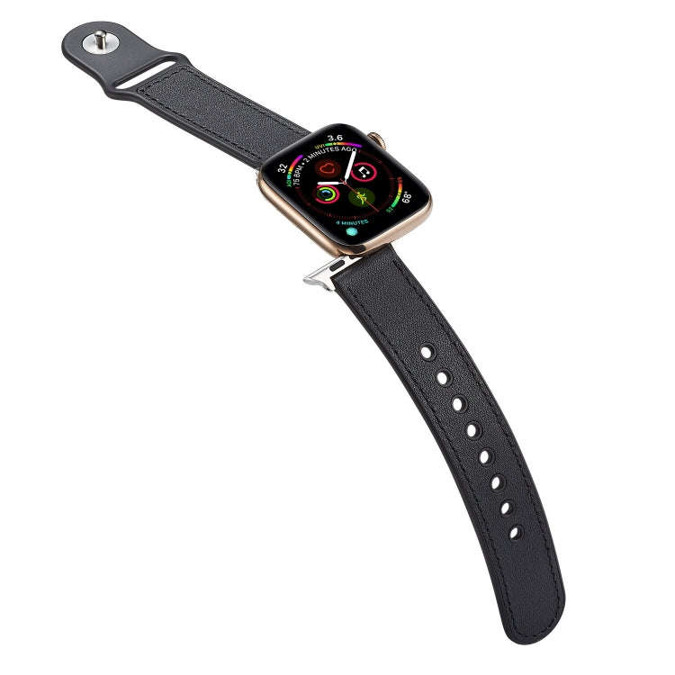 For Apple Watch Series 7 45mm / 6 & SE & 5 & 4 44mm / 3 & 2 & 1 42mm Single Buckle TPU+ Genuine L...