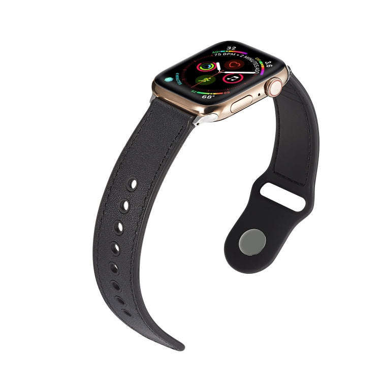 For Apple Watch Series 7 45mm / 6 & SE & 5 & 4 44mm / 3 & 2 & 1 42mm Single Buckle TPU+ Genuine L...