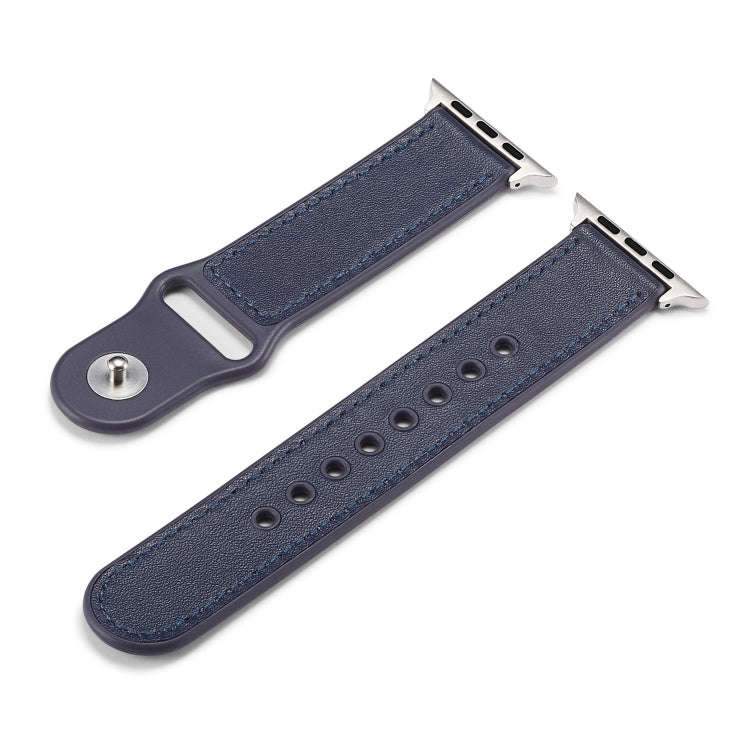 For Apple Watch Series 7 45mm / 6 & SE & 5 & 4 44mm / 3 & 2 & 1 42mm Single Buckle TPU+ Genuine L...