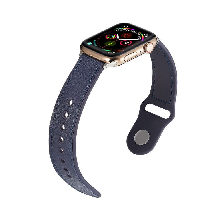 For Apple Watch Series 7 45mm / 6 & SE & 5 & 4 44mm / 3 & 2 & 1 42mm Single Buckle TPU+ Genuine L...