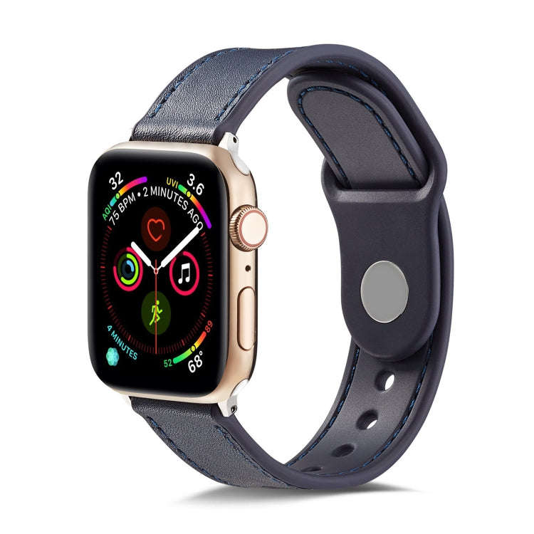 For Apple Watch Series 7 45mm / 6 & SE & 5 & 4 44mm / 3 & 2 & 1 42mm Single Buckle TPU+ Genuine L...