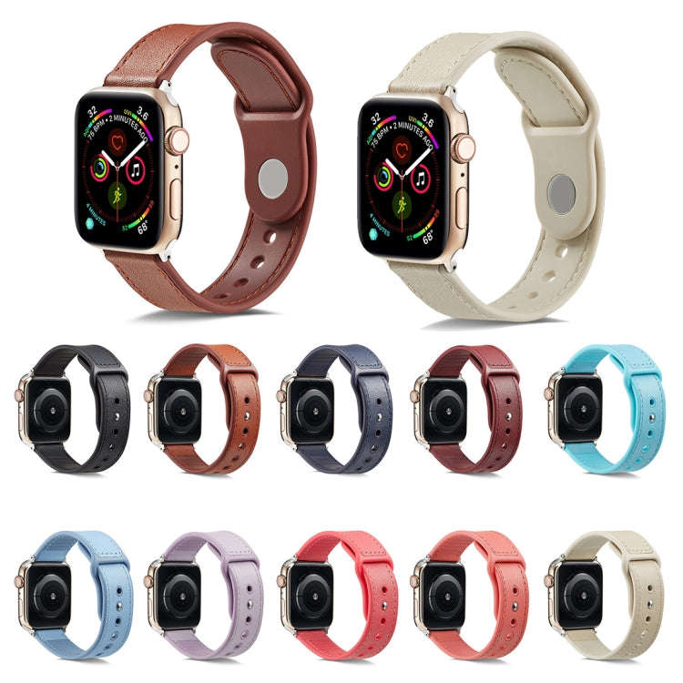 For Apple Watch Series 7 45mm / 6 & SE & 5 & 4 44mm / 3 & 2 & 1 42mm Single Buckle TPU+ Genuine L...