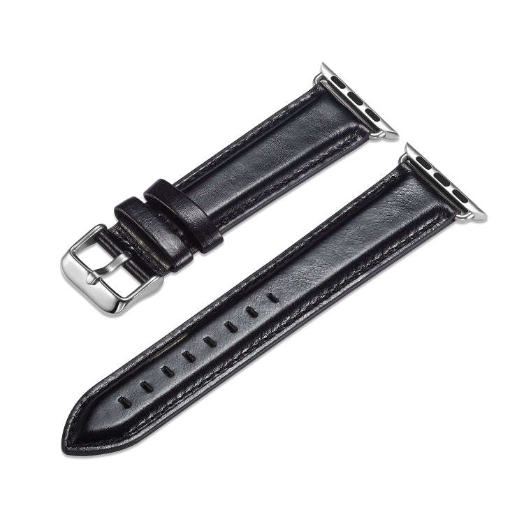 For Apple Watch Series 7 41mm / 6 & SE & 5 & 4 40mm / 3 & 2 & 1 38mm Crazy Horse Texture Top-grai...