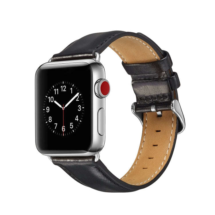 For Apple Watch Series 7 41mm / 6 & SE & 5 & 4 40mm / 3 & 2 & 1 38mm Crazy Horse Texture Top-grai...