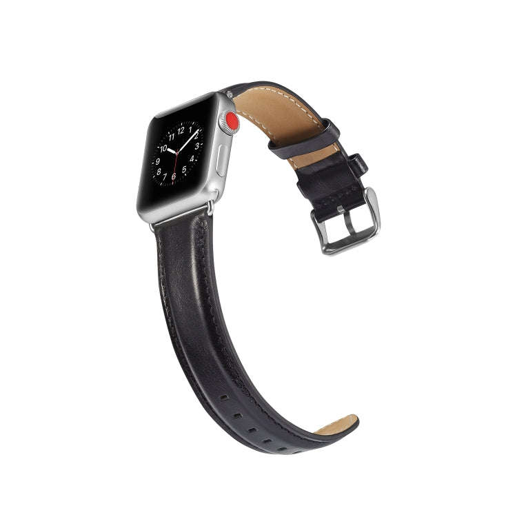 For Apple Watch Series 7 41mm / 6 & SE & 5 & 4 40mm / 3 & 2 & 1 38mm Crazy Horse Texture Top-grai...