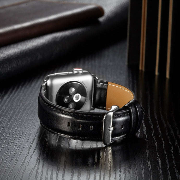 For Apple Watch Series 7 41mm / 6 & SE & 5 & 4 40mm / 3 & 2 & 1 38mm Crazy Horse Texture Top-grai...